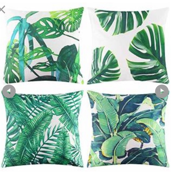 Other - 4 PCS 18x18 green Leaves Pillow Covers